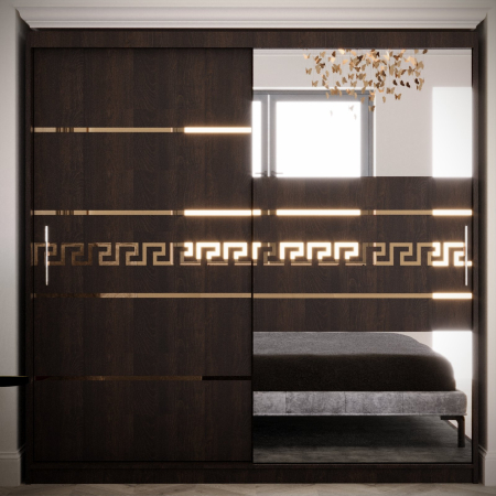 Mobila Dormitor - Dulap Venus Gold cu Oglinda Wenge 200*200