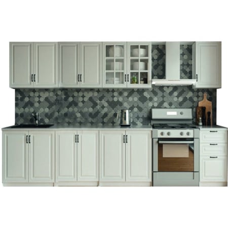 Seturi Mobila Bucatarie - Mobila bucatarie Paris 2.6, MDF, Alb/Alb, Blat termorezistent, 260 x 60 x 200 cm