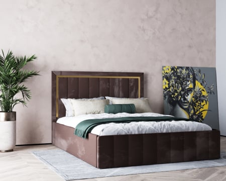 Pat Elegance Tapițat Maro 140x200 Paturi - Pat Elegance Tapițat Maro 140x200