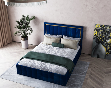 Pat Elegance Tapitat Albastru 160x200 [7]