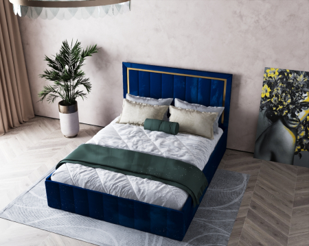 Pat Elegance Tapitat Albastru 180x200 [3]