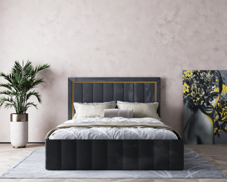 Paturi Tapitate - Pat  Elegance Tapițat Gri  140x200