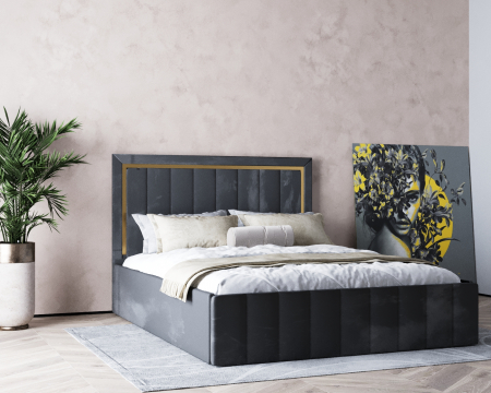 Paturi - Pat Elegance Tapițat Gri 140x200