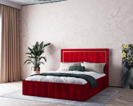 Pat  Elegance Tapițat  Rosu 140x200 [3]