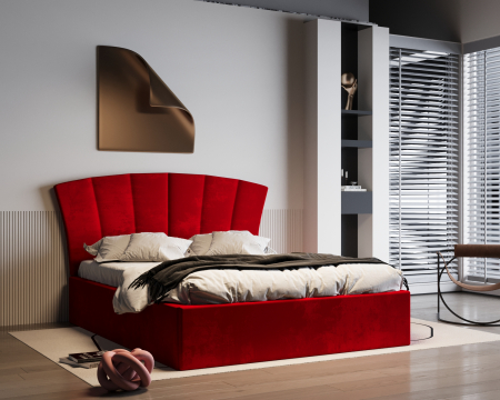 Pat Lucas Tapitat Roșu  180x200 Paturi - Pat Lucas Tapitat Roșu  180x200