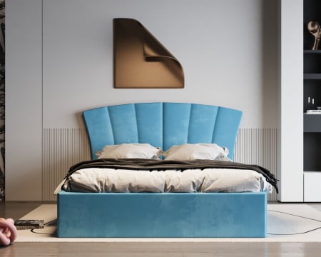 Paturi Tapitate - Pat Lucas Tapitat Turcoaz 140x200