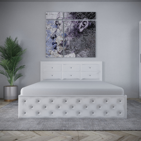 Paturi Tapitate - Pat Nemira New Tapitat Alb fara Saltea