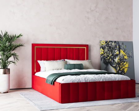 Pat Elegance Tapițat  Roșu 140x200 [2]