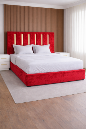 Mobila Dormitor - Pat Tapițat ZOE cu Somieră Rabatabilă