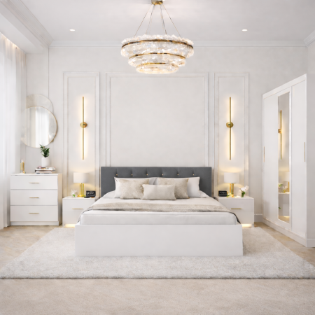 Mobila Dormitor - Set Dormitor Tapitat Nemira 3 usi