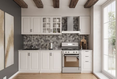 Seturi Mobila Bucatarie - Set mobila bucatarie Paris MDF 2.0 m Alb / Alb, 200 x 60 x 200 cm