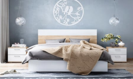 Mobila Dormitor - Set Pat Dante Sonoma&Alb