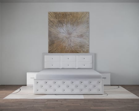 Paturi Tapitate - Set Pat Nemira New Alb cu Noptiere