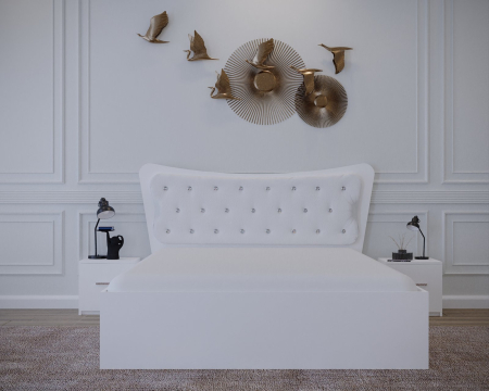 Set Pat Vista Tapitat Alb cu Noptiere [4]