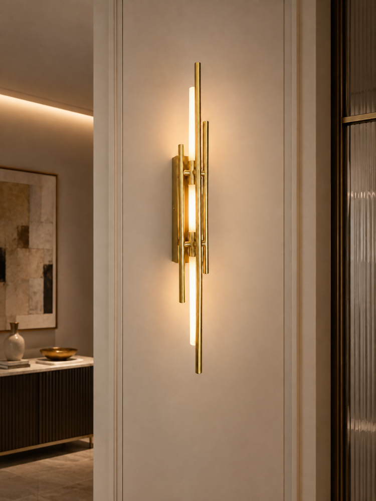 Aplică LED de perete pentru interior, AVI®, 60 cm, 7W, schelet metalic auriu, 3 tipuri de lumină, AVI-5654 [2]