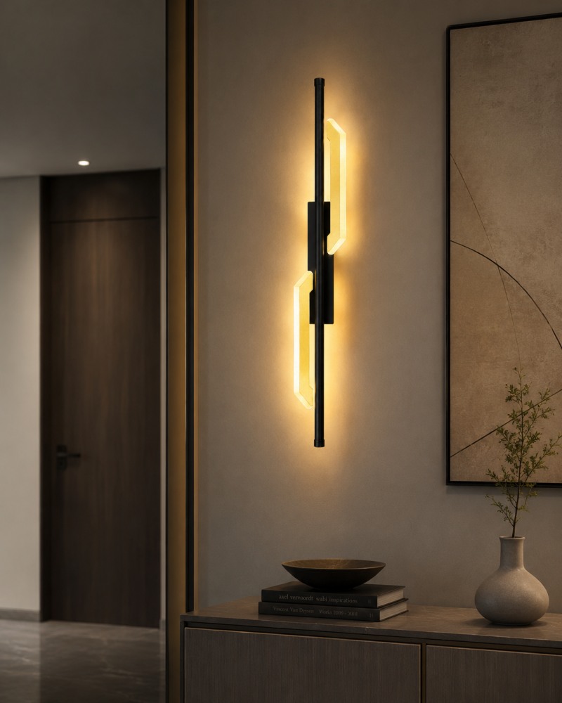 Aplică LED de perete pentru interior, AVI®, 60 cm, 8-24W, negru-auriu, detalii acrilice, AVI-5655 [2]