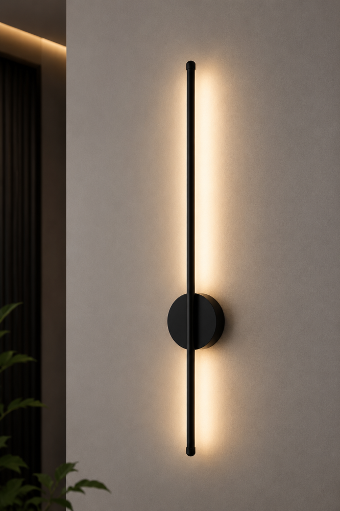 Aplică LED de perete pentru interior, AVI®, 80 cm, (8-27W) x 2, corp metalic negru, 3 tipuri de lumină, AVI-5646 [2]