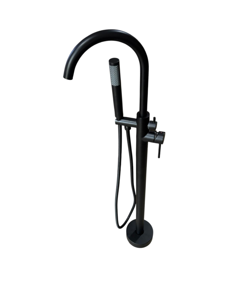 Baterie AVI® pentru cadă freestanding, negru mat, furtun și cap de duș incluse, înălțime 110 cm, AVI-4919 [6]