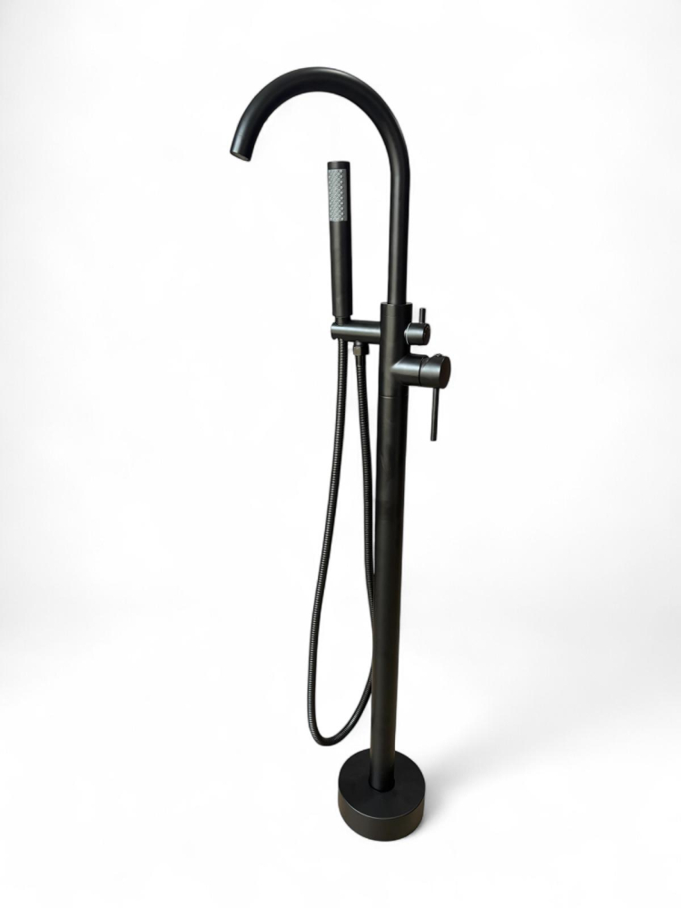Baterie AVI® pentru cadă freestanding, negru mat, furtun și cap de duș incluse, înălțime 110 cm, AVI-4919 [1]