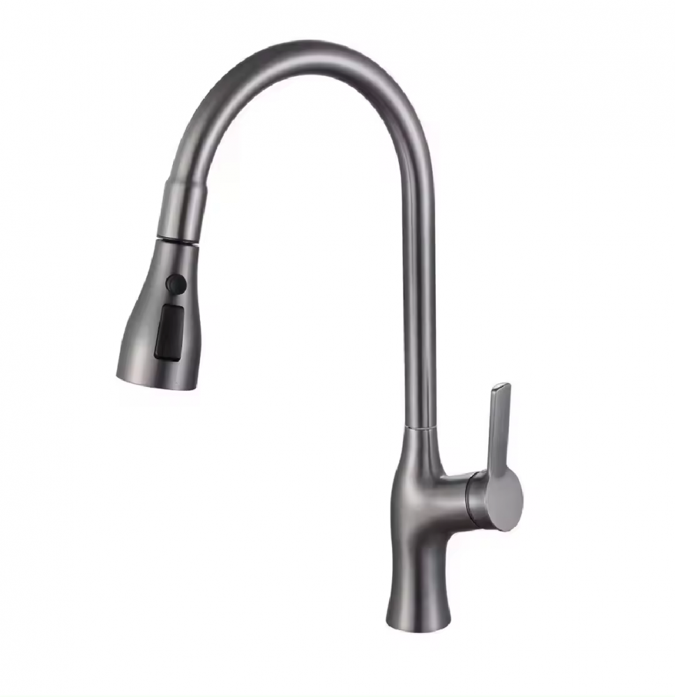 Baterie bucatarie cu dus extractibil, 3 moduri curgere apa, pivotanta 360°, H 45cm, dark grey, AVI-4093 [3]