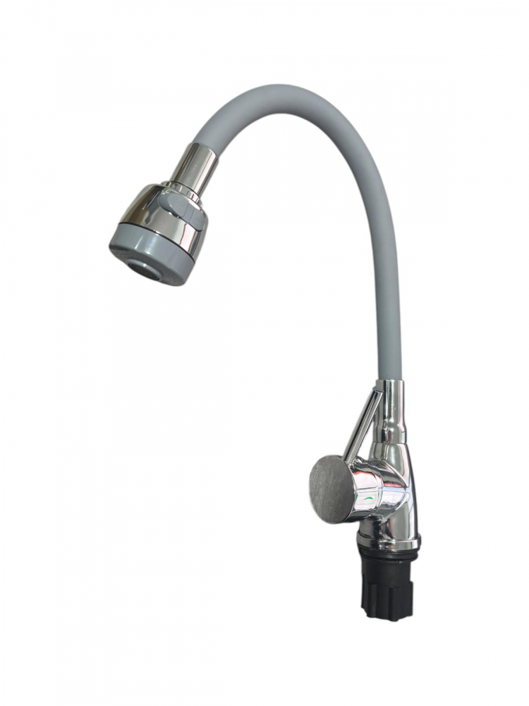 Baterie bucatarie cu pipa flexibila gri, cap perlator cu doua functii, pipa cromata de rezerva cu perlator, AVI-33253 [2]