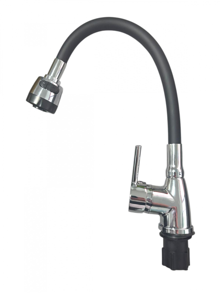 Baterie bucatarie cu pipa flexibila neagra, cap perlator cu doua functii, pipa cromata de rezerva cu perlator, AVI-33251 [2]