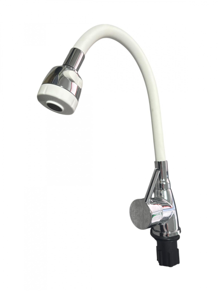 Baterie bucatarie cu pipa flexibila alba, cap perlator cu doua functii, pipa cromata de rezerva cu perlator, AVI-33252 [2]
