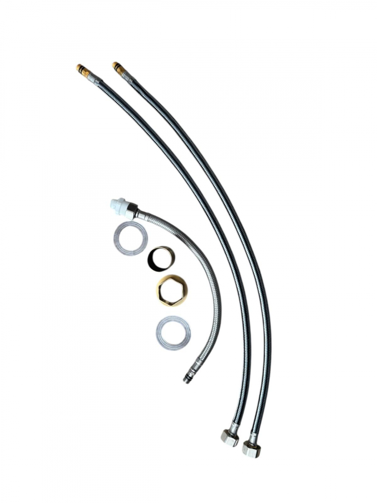 Baterie de bucatarie cu 3 cai, cu iesire pentru apa filtrata, pipa flexibila, pivotanta 360°, H 42cm, 1300g, negru mat AVI-4842 [6]