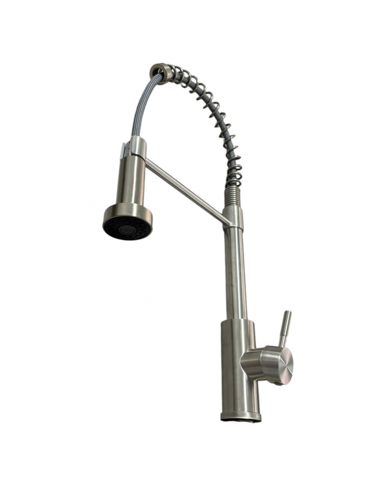 Baterie de bucatarie, cu dus flexibil, extractibil, pivotanta 360°, H 50cm, argintiu, AVI-4836 [5]