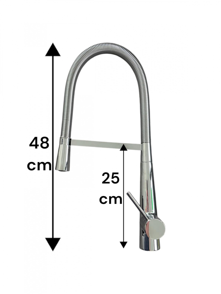 Baterie de bucatarie, pipa flexibila cu brat de sustinere, pivotanta 360°, H 48cm, 1500g, cromata, AVI-4837 [3]