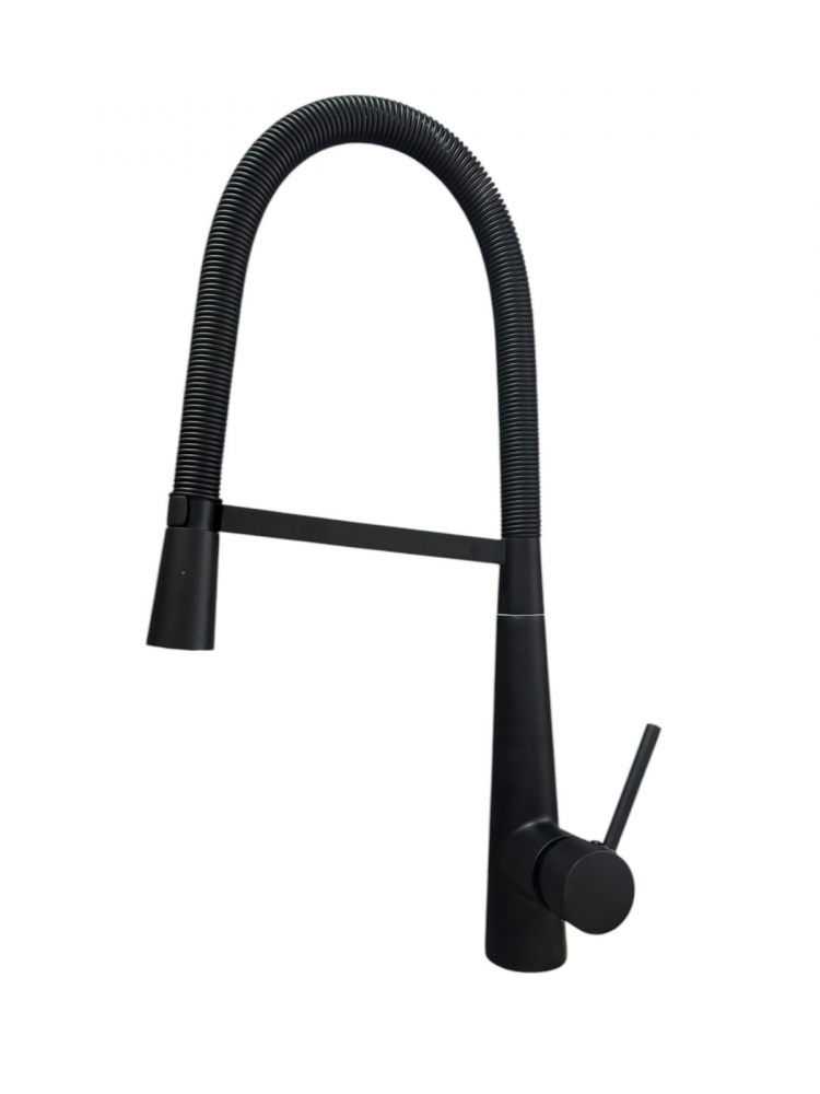 Baterie de bucatarie, pipa flexibila cu brat de sustinere, pivotanta 360°, H 48cm, 1500g, negru mat, AVI-4838 [2]