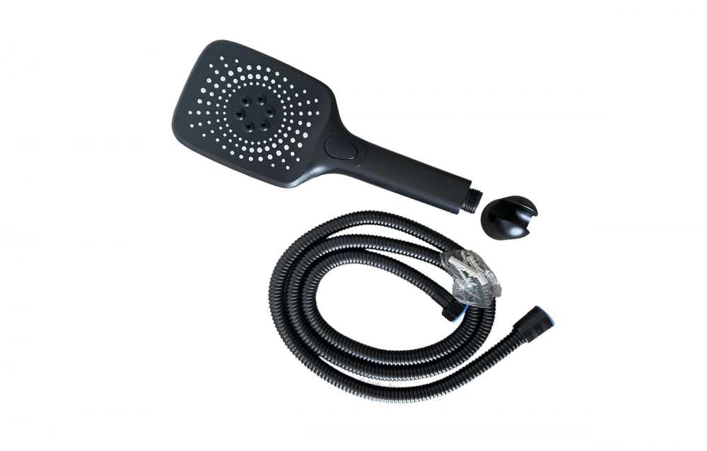 Baterie dus si cada negru mat cu cap si furtun, Italomix, montare pe perete TS-3681 [3]