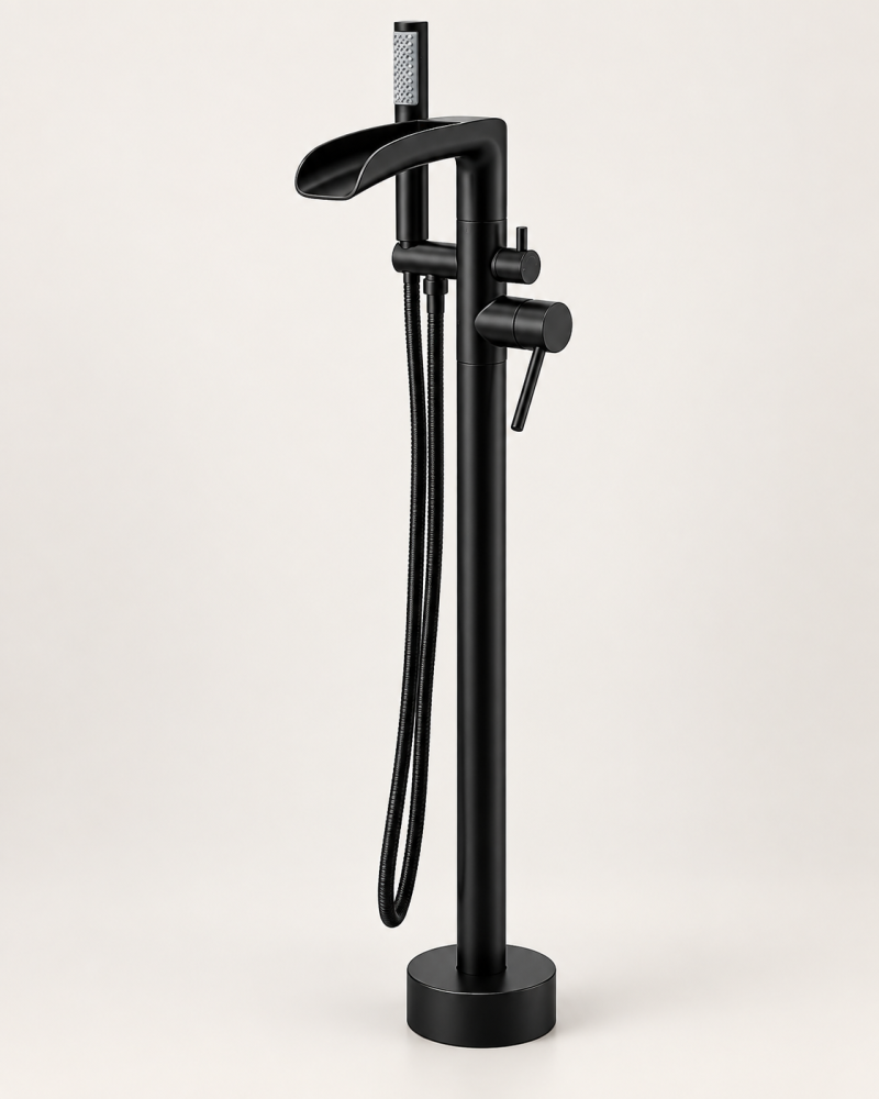 Baterie freestanding pentru baie, AVI®, H total 95 cm, țeavă Ø42 mm, metal, negru, AVI-5893 [2]