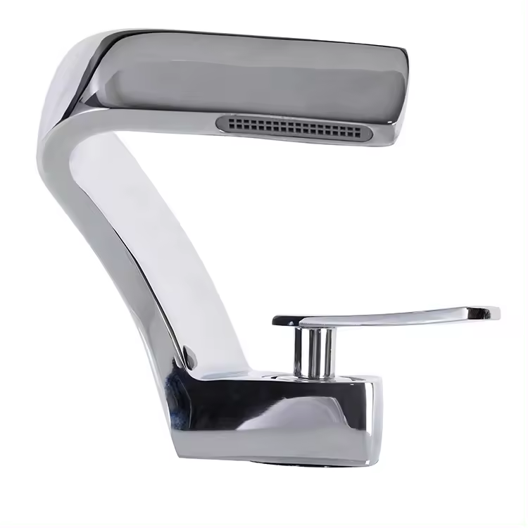 Baterie lavoar, chiuveta baie, curgere tip cascada, H 15.5cm, 900 grame, crom, AVI-4121 [4]