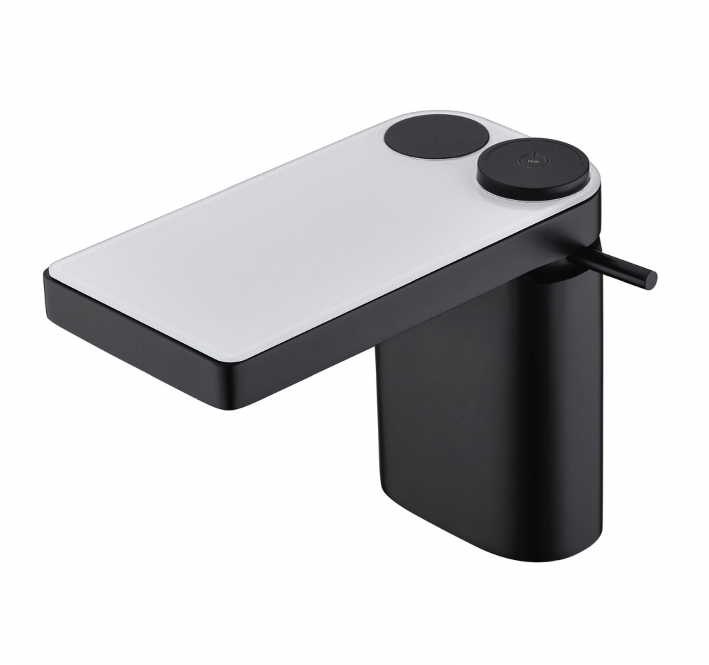 Baterie sanitara baie, premium, model negru cu sticla alba, gama luxury, H 12.5cm, 1.700 grame, afisaj temperatura autonom, fara conectare la reteaua electrica, AVI-4118 [1]