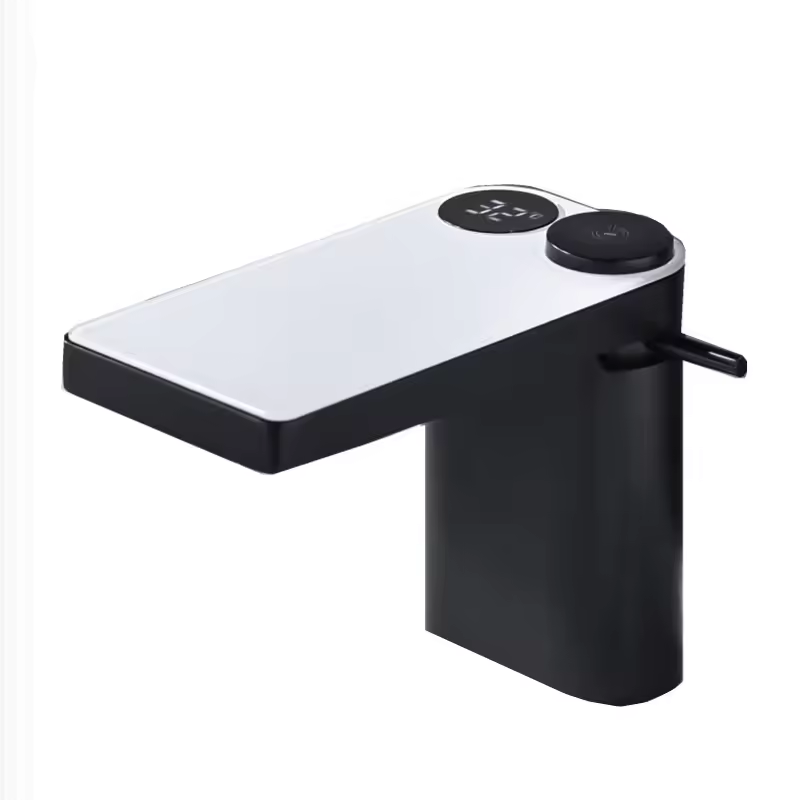 Baterie sanitara baie, premium, model negru cu sticla alba, gama luxury, H 12.5cm, 1.700 grame, afisaj temperatura autonom, fara conectare la reteaua electrica, AVI-4118 [3]