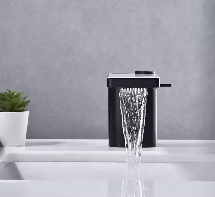 Baterie sanitara baie, premium, model negru cu sticla alba, gama luxury, H 12.5cm, 1.700 grame, afisaj temperatura autonom, fara conectare la reteaua electrica, AVI-4118 [4]