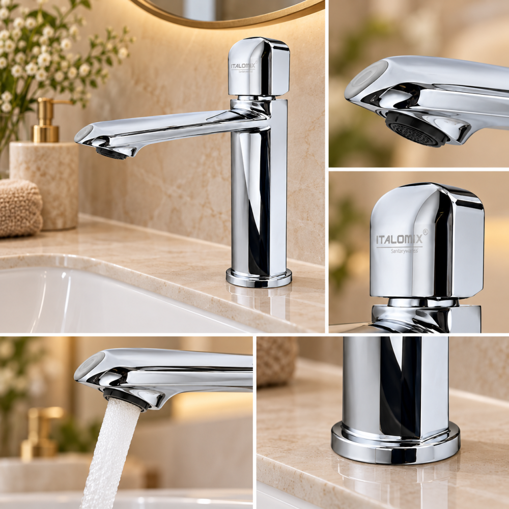 Baterie sanitară pentru baie, AVI®, cromată, H pipă 15,5 cm, H total 21 cm, AVI-5736 [2]