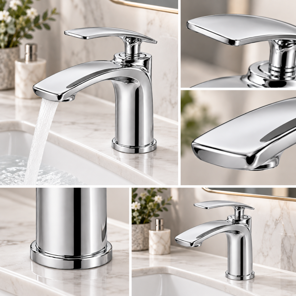 Baterie sanitară pentru baie, AVI®, cromată, H total 20 cm, H până la partea superioară a pipei 18 cm, AVI-5726 [6]