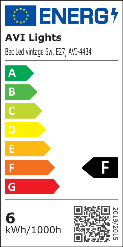 Bec decorativ cu LED, vintage, 6w, E27, lumina calda, AVI-4434 [2]