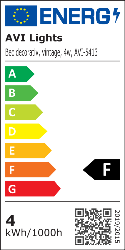 Bec LED decorativ ST64, AVI®, 4W, E27, lumină caldă 2700K, sticlă amber, filament LED, AVI-5413 [3]