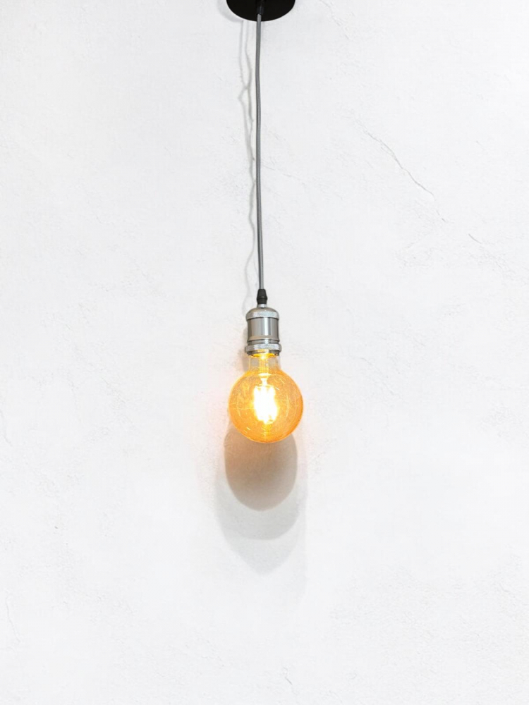 Cablu pendul cu dulie decorativa, suport metalic tavan, reglabil pe inaltime, E27, bec 4808 inclus, argintiu, AVI-4820 [4]