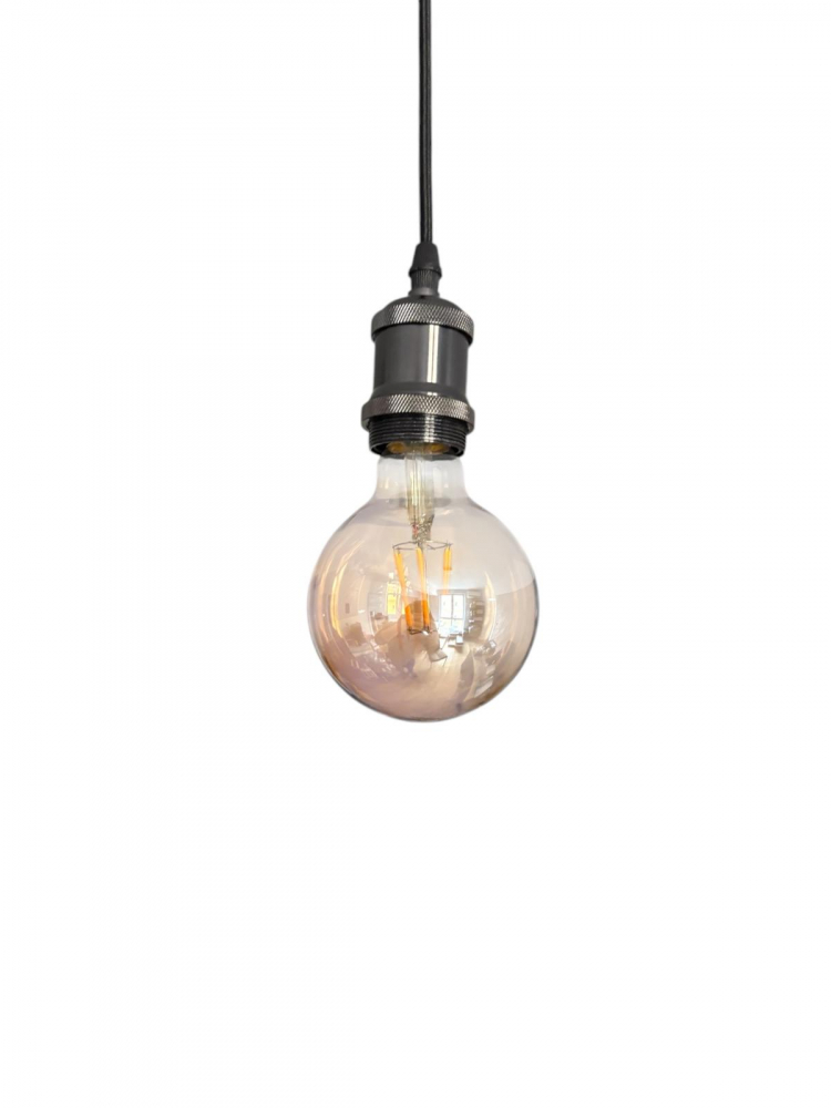 Cablu pendul cu dulie decorativa, suport metalic tavan, reglabil pe inaltime, E27, bec 4808 inclus, negru, AVI-4821 [4]