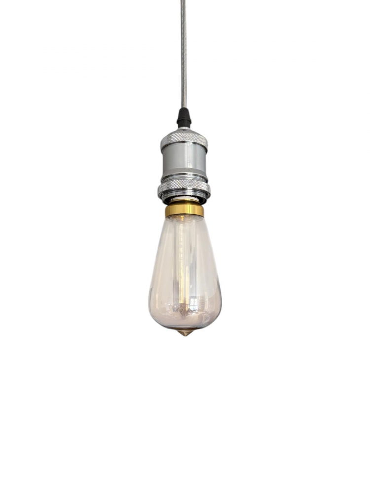 Cablu pendul cu dulie decorativa, suport metalic tavan, reglabil pe inaltime, E27, bec 4824 inclus, argintiu, AVI-4820 [5]