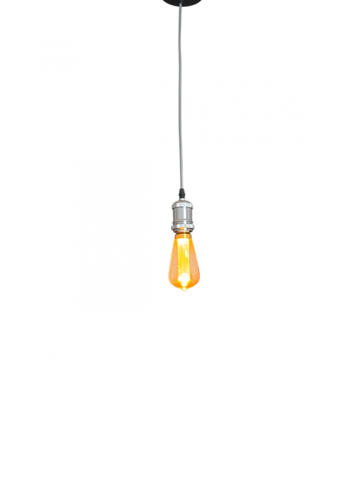 Cablu pendul cu dulie decorativa, suport metalic tavan, reglabil pe inaltime, E27, bec 4824 inclus, argintiu, AVI-4820 [4]