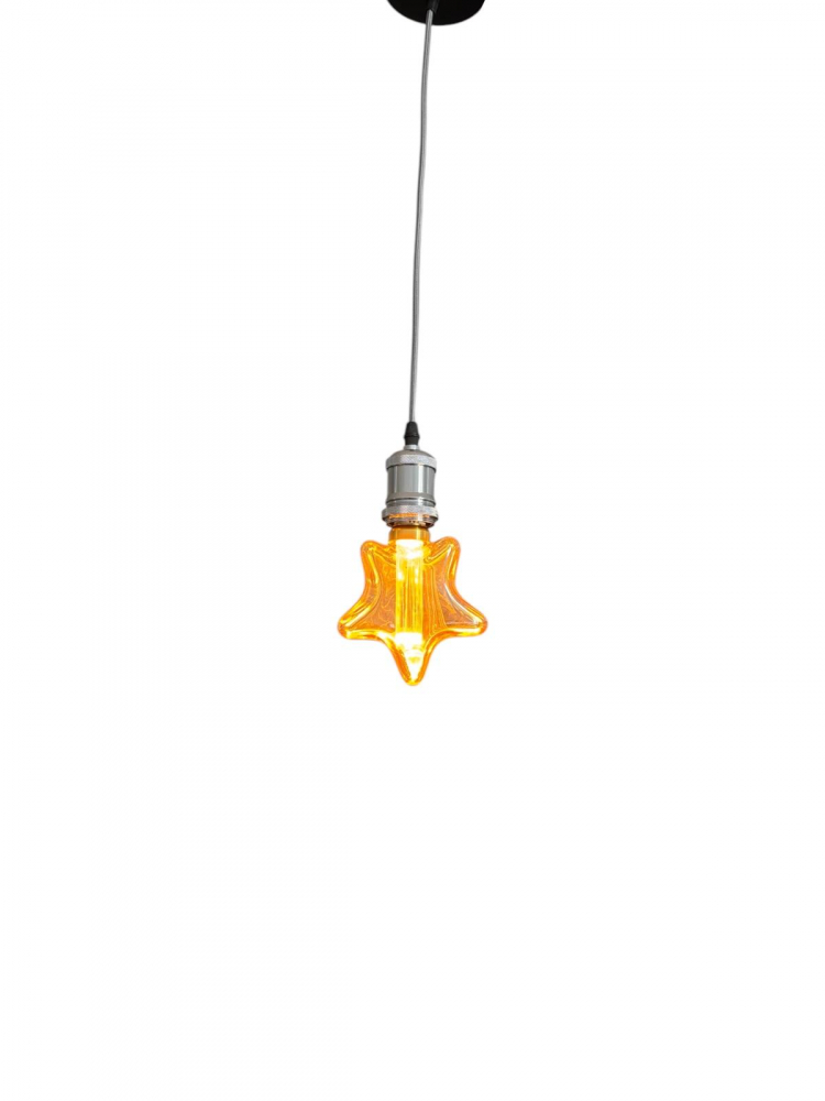 Cablu pendul cu dulie decorativa, suport metalic tavan, reglabil pe inaltime, E27, bec 4825 inclus, argintiu, AVI-4820 [5]