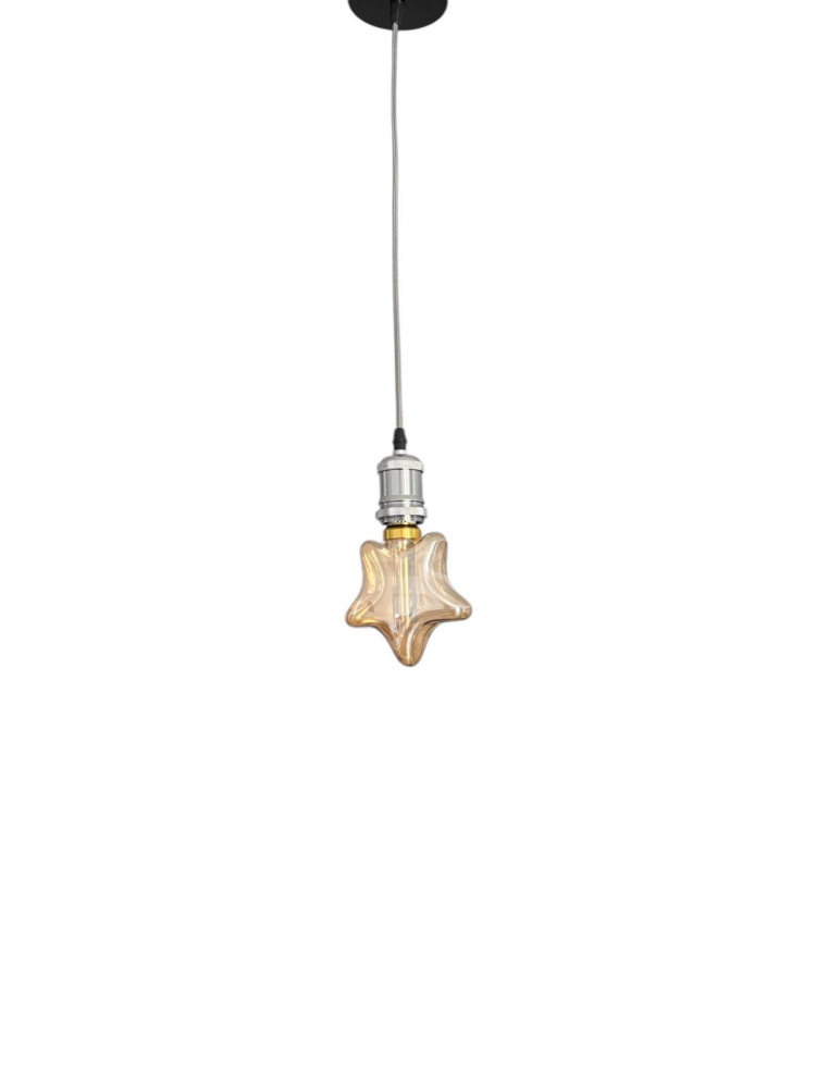 Cablu pendul cu dulie decorativa, suport metalic tavan, reglabil pe inaltime, E27, bec 4825 inclus, argintiu, AVI-4820 [7]