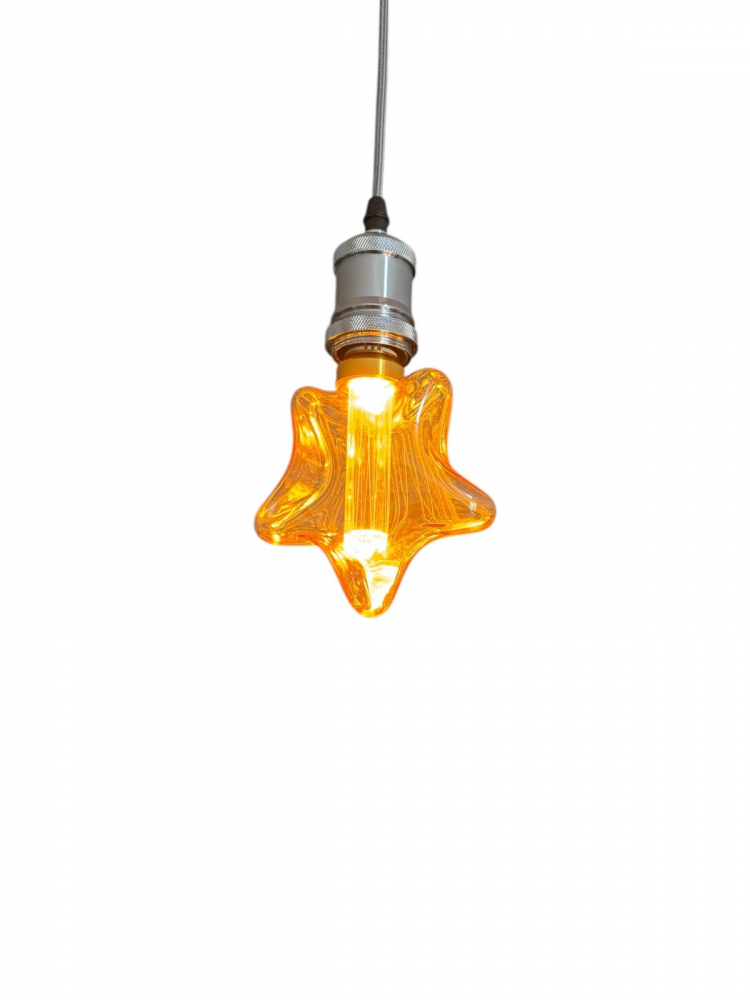 Cablu pendul cu dulie decorativa, suport metalic tavan, reglabil pe inaltime, E27, bec 4825 inclus, argintiu, AVI-4820 [3]