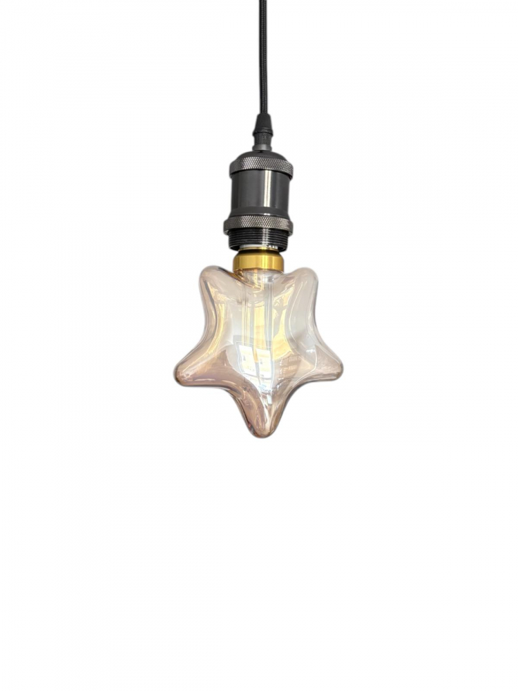 Cablu pendul cu dulie decorativa, suport metalic tavan, reglabil pe inaltime, E27, bec 4825 inclus, negru, AVI-4821 [5]