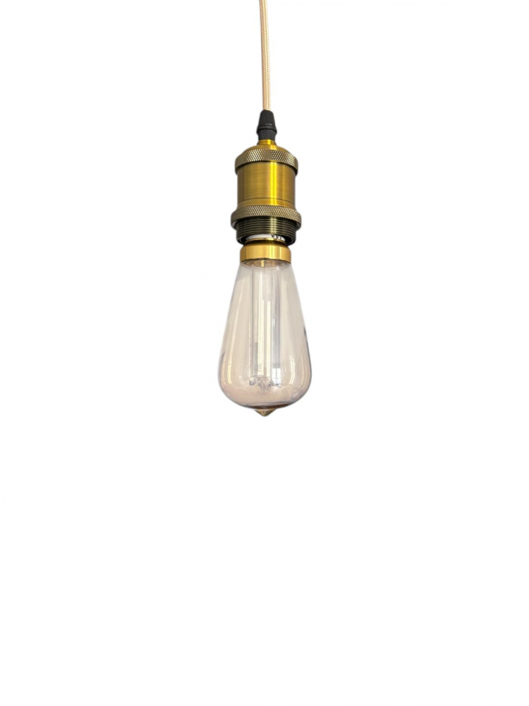 Cablu pendul cu dulie decorativa, suport metalic tavan, reglabil pe inaltime, E27, bec decorativ 4824 inclus, auriu, AVI-4822 [6]